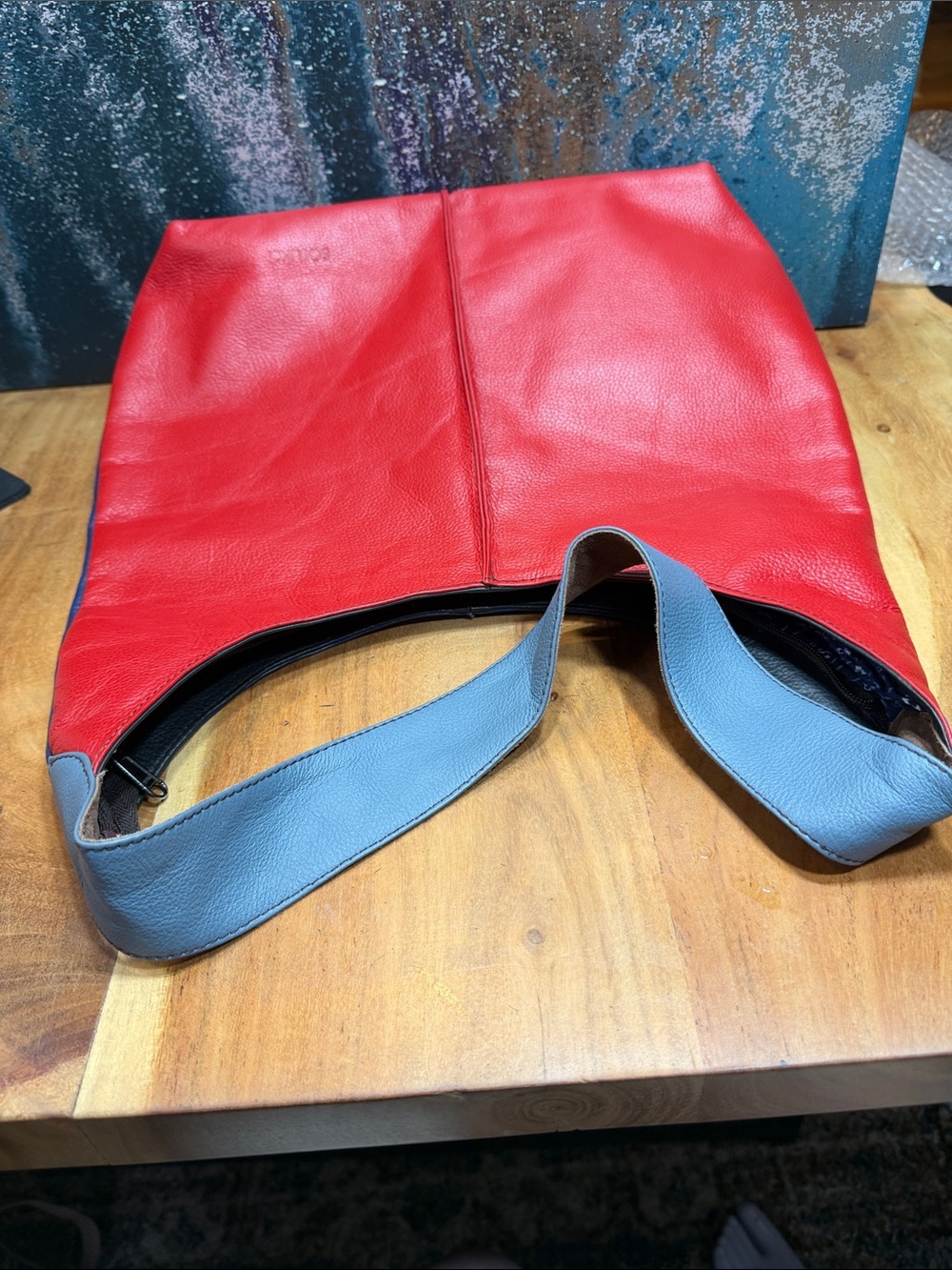 Soruka Minimalist 2010’s Colorblock Genuine Leather Hobo Bag EUC - Picture 10 of 12